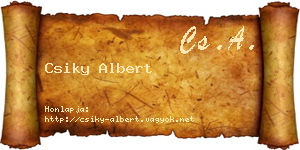 Csiky Albert névjegykártya